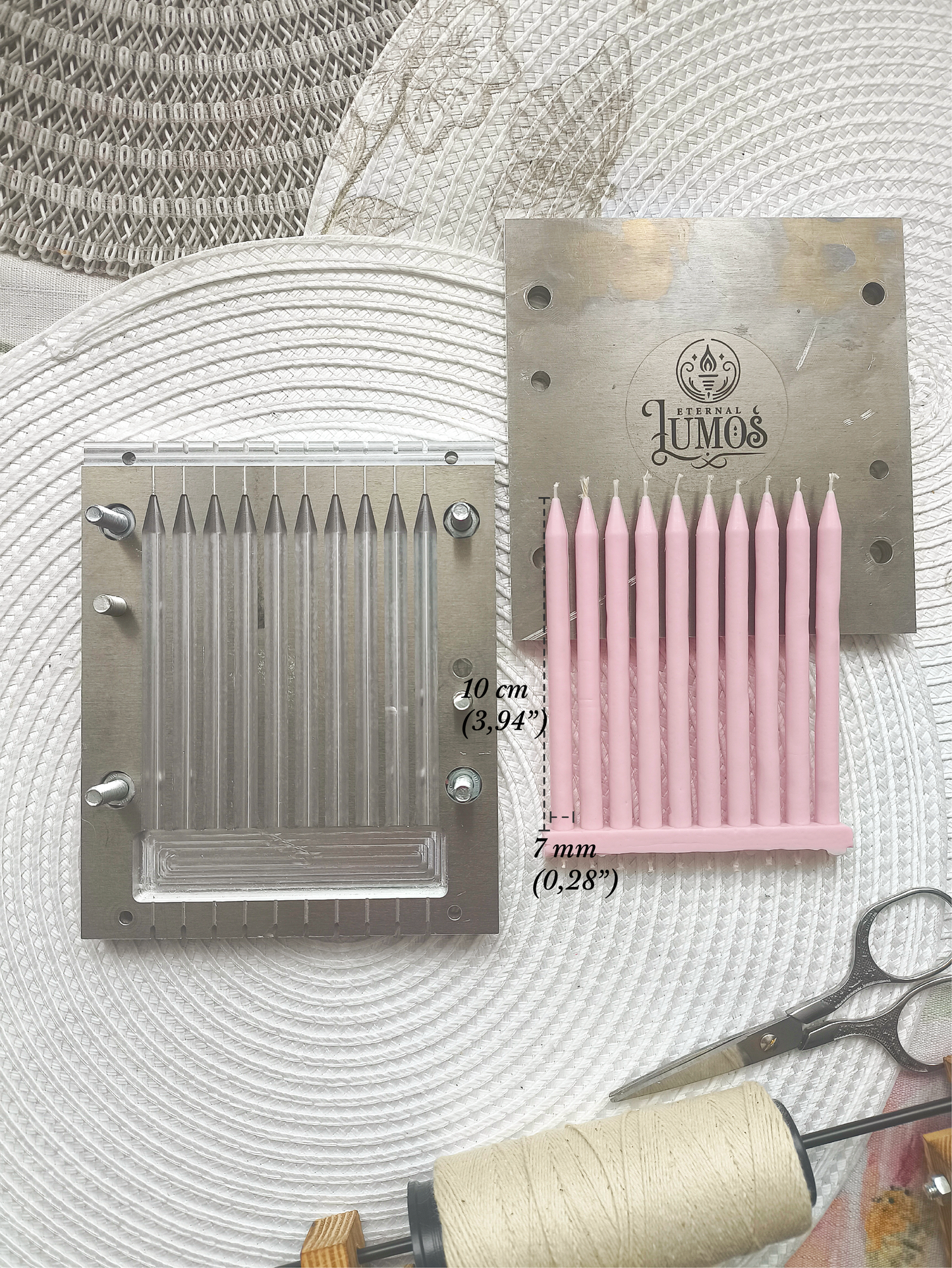 Aluminium Candle Mold For Long Thin Candles With Sharp Tip, Bento Candles, Birthday Candles, Church Candles, Easter Candles  (Size options)