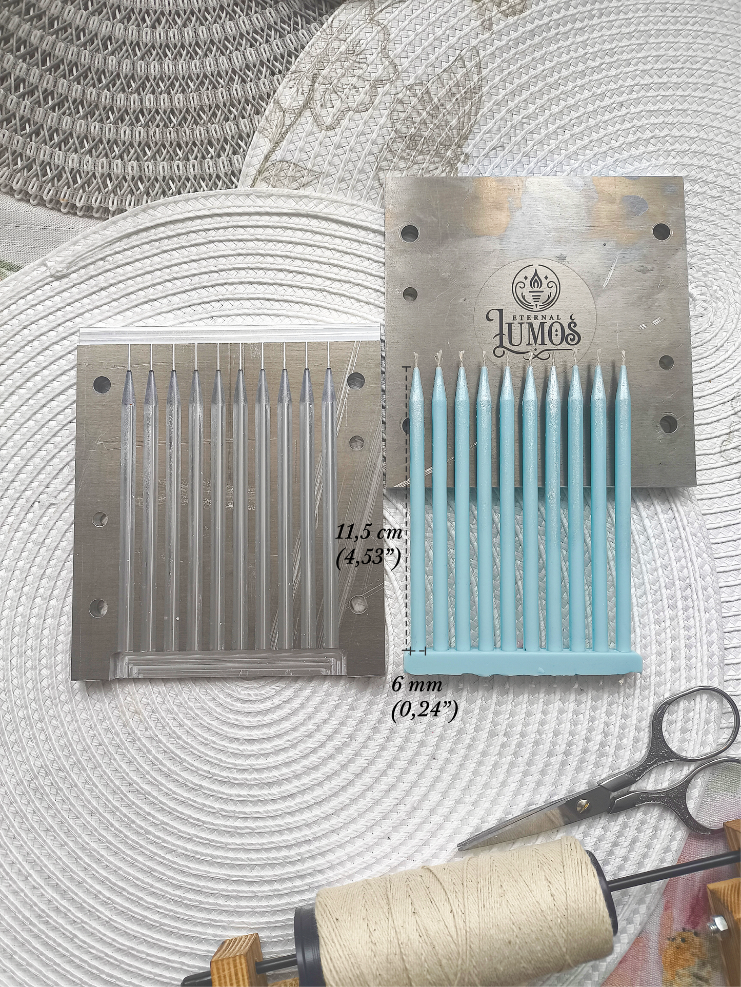 Aluminium Candle Mold For Long Thin Candles With Sharp Tip, Bento Candles, Birthday Candles, Church Candles, Easter Candles  (Size options)